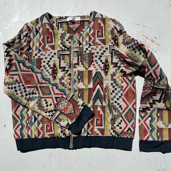 Women's Paramita Jacket Multicolor Aztec L Full Zip BOHO Far East Hippie Fairy - Picture 5 of 16